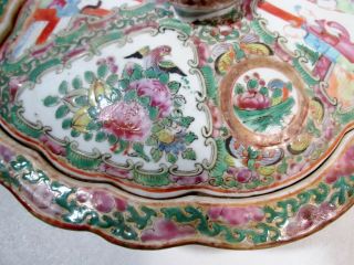 Late 19thC Chinese Famille Rose Medallion Oval Casserole Polychrome Enamels 3