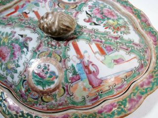 Late 19thC Chinese Famille Rose Medallion Oval Casserole Polychrome Enamels 5