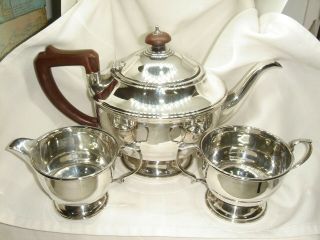 A Solid Silver Three Piece Tea Set Birmingham 1933 - 34 By Marson & Jones