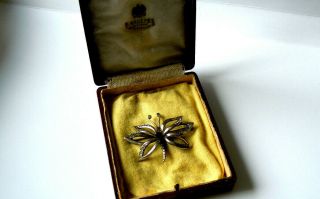 Imperial Russian 84 Silver Crystal Butterfly Brooch By Faberge Design