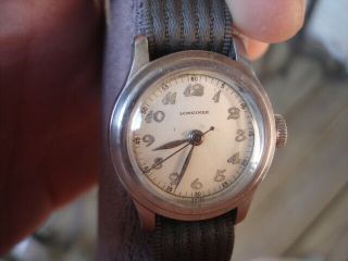 Vintage Men ' s Longines 17 Jewel 10L Military Style Wrist Watch 5