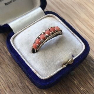 Vintage 18 Karat Gold Coral Half Hoop Ring