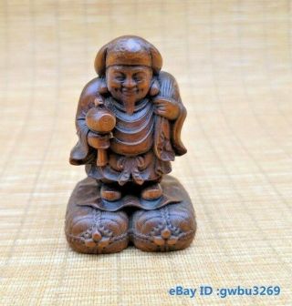 Rare Chinese Old Boxwood Statue Hand Carved People