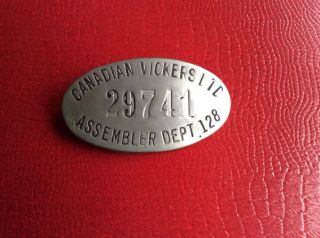 Very Rare Antique Canadian Vickers Ltd Badge Montreal Quebec