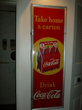 Rare Large Vintage 1938 Coca Cola Soda Pop Bottle Carton 54 " Embossed Metal Sign