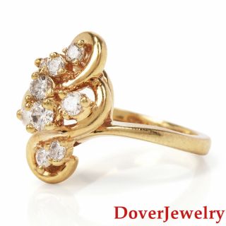 Estate Diamond 14K Yellow Gold Cluster Floral Crossover Ring NR 2