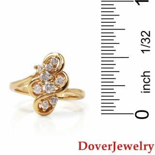 Estate Diamond 14K Yellow Gold Cluster Floral Crossover Ring NR 4