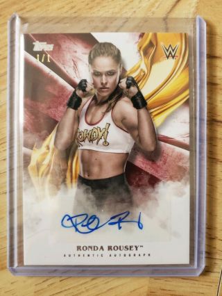 2019 Topps Wwe Undisputed Ronda Rousey 1/1 Autograph.  Rare.  Ufc