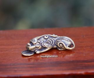 3.  5 Cm China Bronze Foo Dog Lion Kylin Unicorn Animal Amulet Pendant Necklace