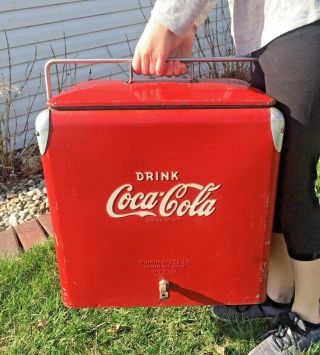 Coca Cola Temprite Vintage 1950s Cooler Rare Soda Pop Embossed