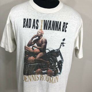Vtg Dennis Rodman T Shirt Bas As I Wanna Be 90s Bulls Book Promo Tee Xl