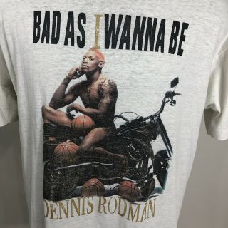 VTG Dennis Rodman T Shirt Bas As I Wanna Be 90s Bulls Book Promo Tee XL 4