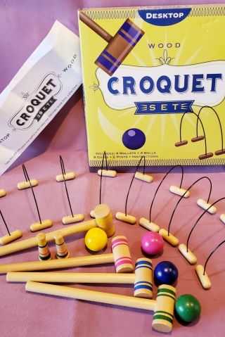 Desktop Croquet Game Miniature Mini Croquet Set By Toysmith