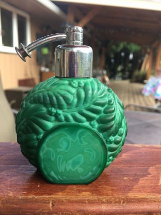 (2) Perfume bottle atomizer,  Curt Schlevogt (Gablonz) Green malachite 2