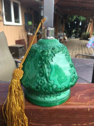 (2) Perfume bottle atomizer,  Curt Schlevogt (Gablonz) Green malachite 4