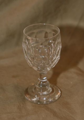 Early Antique Blown Into Mold Crystal Cordial Glass 4.  5 " Polished Pontil Stemwar
