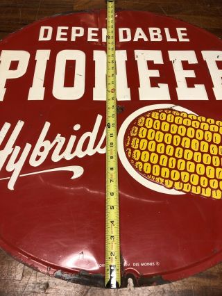 Large Vintage 1930s Pioneer Dealer Seed Ear Corn Farm 42”x30” Metal Sign Iowa 9