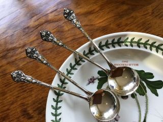 Set 4 Watson Floral Series Soup Spoons Sterling Silver No Monos Wild Rose Flower