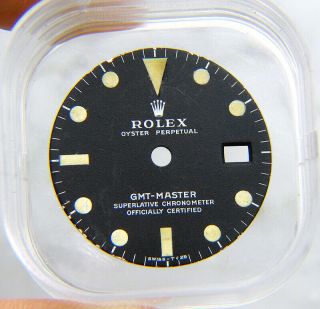 Vintage Factory Rolex Gmt - Master 1675 Matte Black Tritium Watch Dial