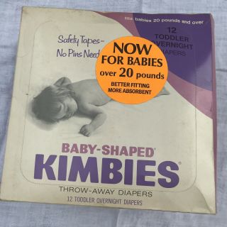 Kimbies Vintage 1972 12 Ct Box Toddler Disposable Diapers