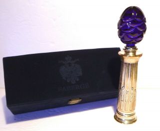 Rare Vintage Faberge Crystal Cobalt Blue Egg & Silver Pepper Mill (grinder) 8 "