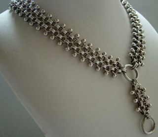 Antique Victorian Aesthetic Heavy Wide Silver Book Chain - 47g