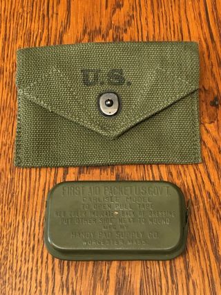 Ww2 Carlisle First Aid Packet & M - 1942 First Aid Pouch Us Army 1944