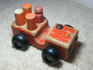 Vintage Wooden Car - Peg People Car - Antique Wooden Car - Collectible Wood Toy