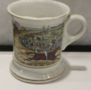 Vintage The Race Of The Century Horse Racing Mustache Cup / Shaving Mug