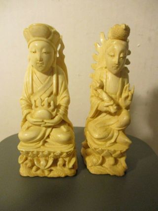 Chinese Hand Carved Ivory Color Resin Spiritual Buddhas