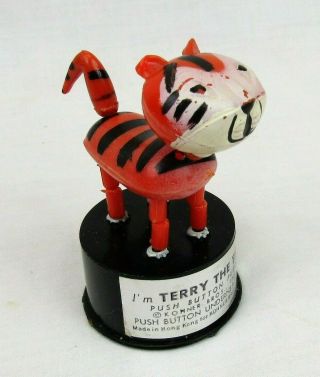 Vintage Push Button Puppet Terry The Tiger Plastic Kohner Bros.  Toy