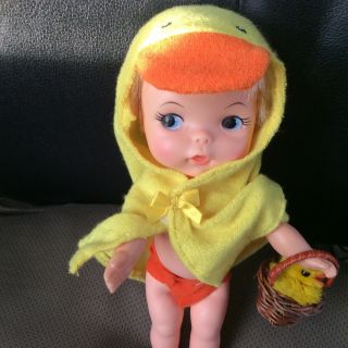 Ideal 1967 Vintage 10 " Honeyball In Duck Suit & Baby Duck Easter Gift