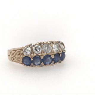 Vintage 18kt Diamond And Sapphire 1.  5ctw Ring From 1800s
