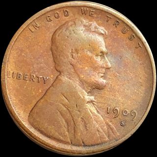 1909 - S V.  D.  B Lincoln Wheat Penny Lightly Circulated Rare Copper San Fran Cent Nr