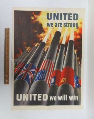 Wwii Ww2 1943 (16x22) Owi Poster Us Patriotic Propaganda Allies Wz5181