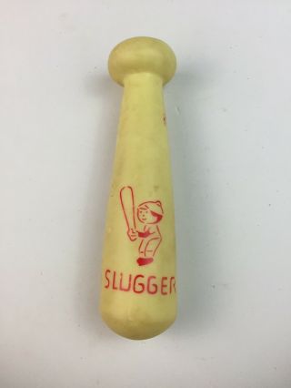 Vintage Rubber Squeak Toy Baseball Bat Slugger Squeaky Toy - White & Red -