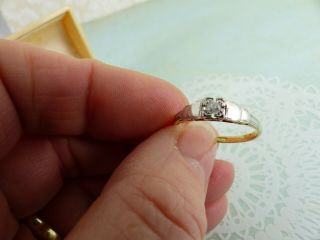 Antique Art Deco 18ct Gold & Platinum Diamond Solitaire Ring Size O Boxed 5