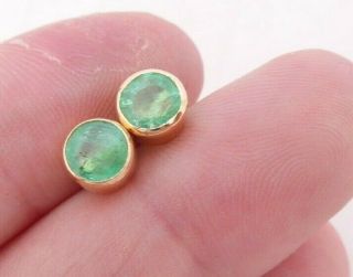 14ct Gold Emerald Stud Earrings,  14k 585