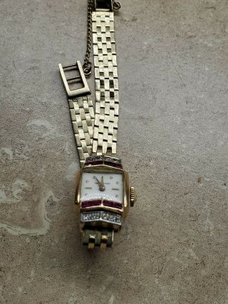 Vintage Ladies Hamilton 14k & Diamond Watch 14kt - Running