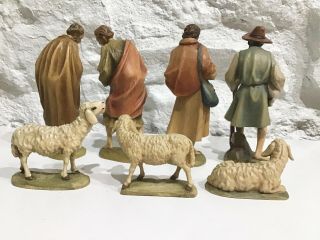 Vintage Large 60 ' s Kuolt ANRI Italy Carved Wood NATIVITY Stable w /19 Figurines 10