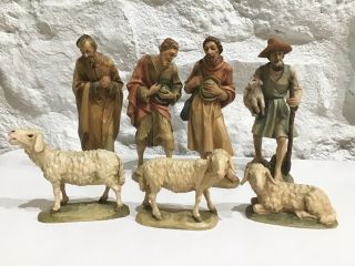 Vintage Large 60 ' s Kuolt ANRI Italy Carved Wood NATIVITY Stable w /19 Figurines 9
