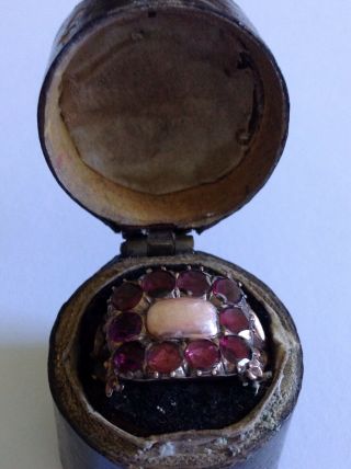 Georgian 9ct Gold Flat Cut Garnet Ring In Georgian Ring Box Circa 1820 8