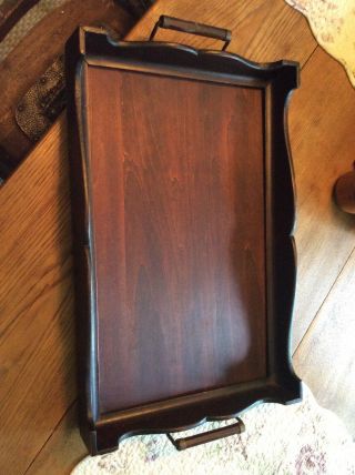 Antique Wooden Serving Tray 11 X 17 Wood Handles