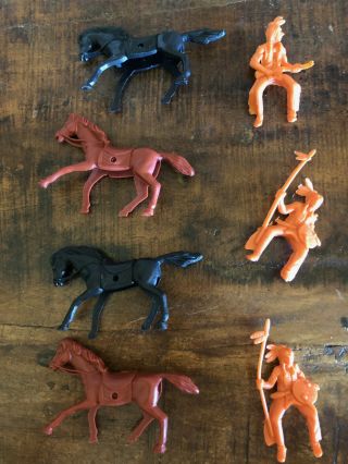 Marx Fort Apache Civil War Playset Accessories Horses With Indian Riders Vintage