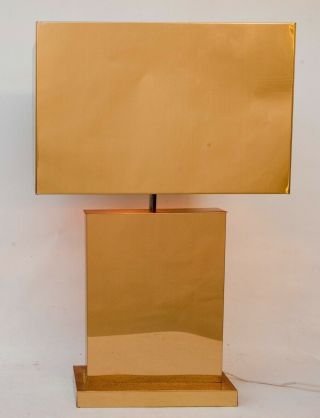 Large Curtis Jere Designed Brass Table Lamp With Brass Shade Mcm 1976
