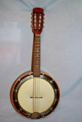 Great Vintage Mahogany 8 String Banjo Mandolin 24 Inches