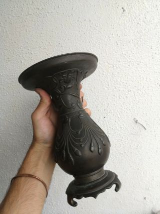 2nd Vase For M Antique Chinese Bronze Vase With Silver Inlay Qing Dynasty