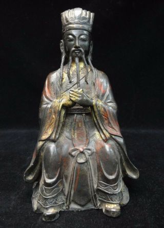 Rare Old Chinese " Liubowen " Gilt Bronze Officer Statue With " Yongle " Mark