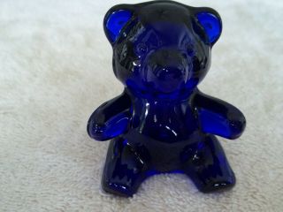 Signed " Oneida Crystal " Glass Bear Figure,  Colbalt Blue