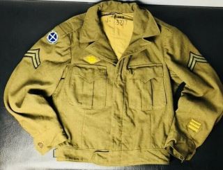 Vintage Wool Army Corporal Ike Jacket 35th Infantry Division Wwii Korea 36r Usa